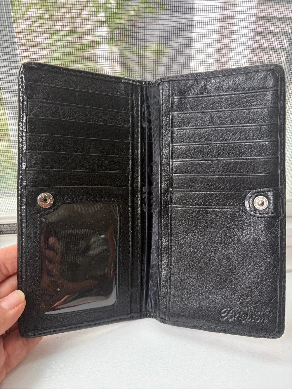 BRIGHTON Pretty Tough Collection WALLET leather, studded organizer wallet black